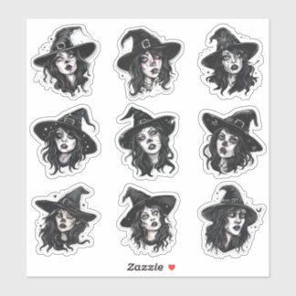 Gothic Punk Halloween Witch  Sticker
