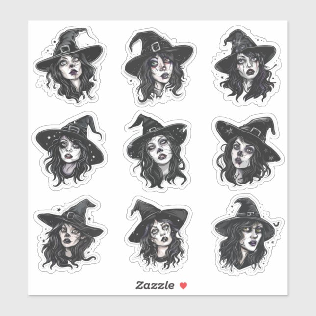 Gothic Punk Halloween Witch  Sticker (Sheet)