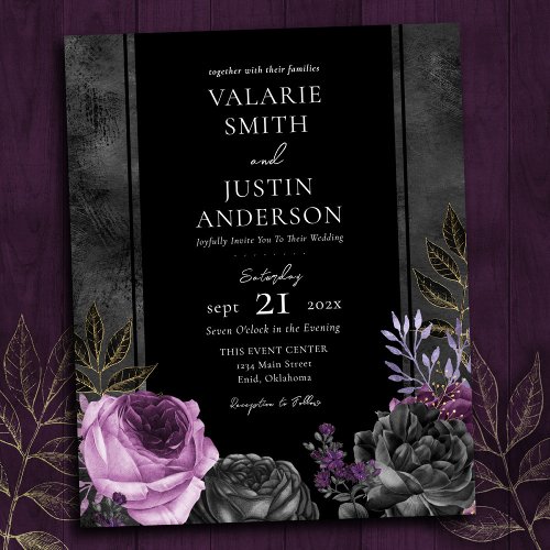 Gothic Purple and Black Floral Wedding All in One