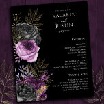 Gothic Purple and Black Floral Wedding Program<br><div class="desc">Gothic Purple and Black Floral Wedding program. Faux gold foil leaves. Script font highlights with easy to read serif name font. Easy to adjust for your own wedding needs.</div>