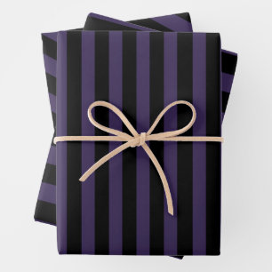 Gothic purple and black stripe wrapping paper sheets