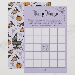 Gothic Purple Baby Bingo Baby Shower Game