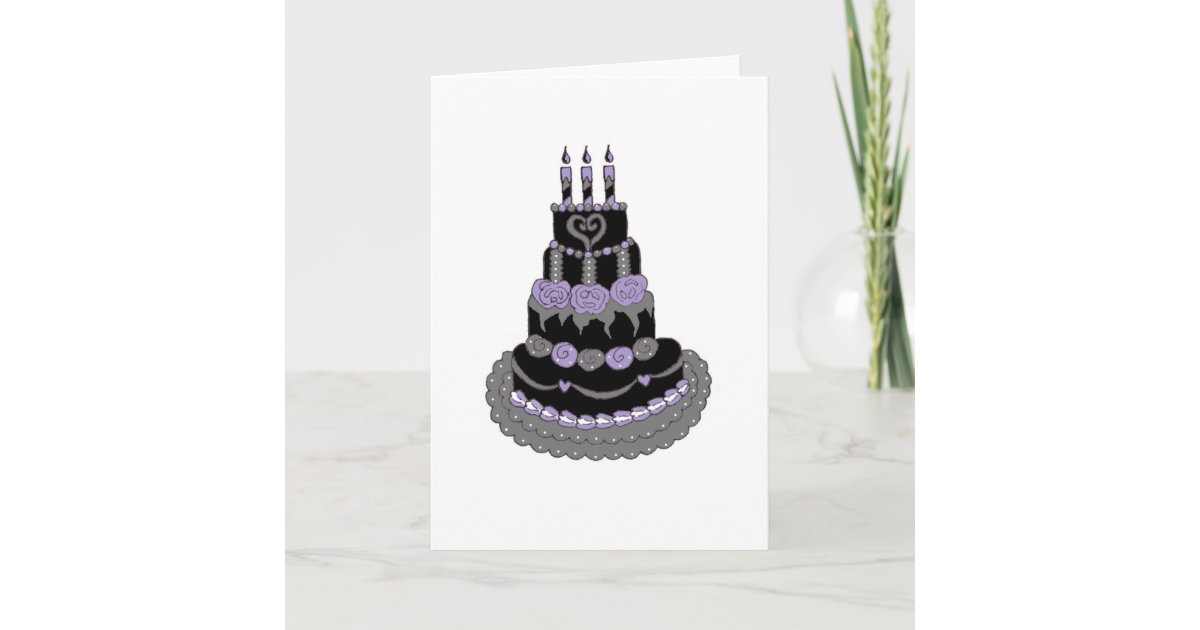 Gothic Purple Birthday Cake Card Zazzle Com