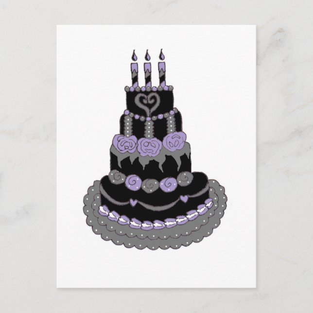 Gothic Purple Birthday Cake Postcard (Front)
