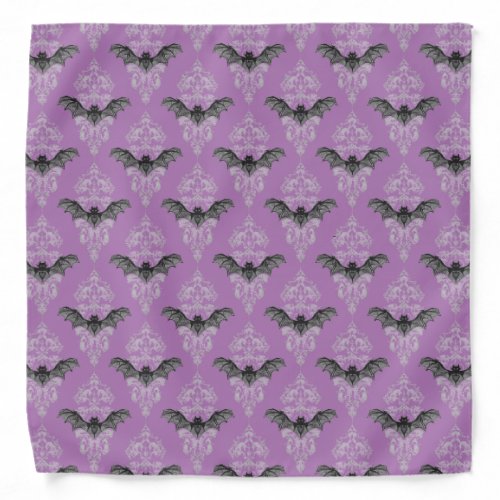 Gothic purple black bats pattern  bandana