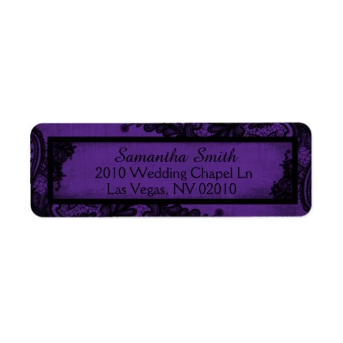 Gothic Purple Black Lace Grunge Wedding Labels