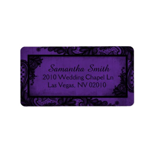 Gothic Purple Black Lace Grunge Wedding Labels