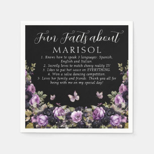 Gothic Purple & Black Moody Quinceañera Fun Fact Napkins