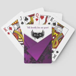 Gothic Purple, Black, White Floral Playing Cards