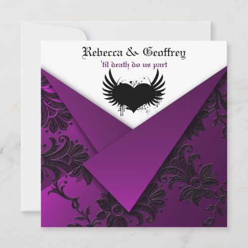 Gothic Purple Black White Wedding Invitation