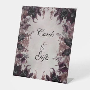 Gothic Purple Bloom Wedding Pedestal Sign