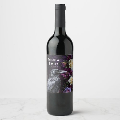 Gothic Purple Bouquet With Crow Wine Label