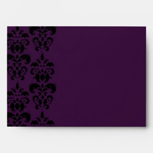 Gothic purple damask wedding envelope