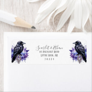 Gothic Purple Diamond & Black Feather Return Label