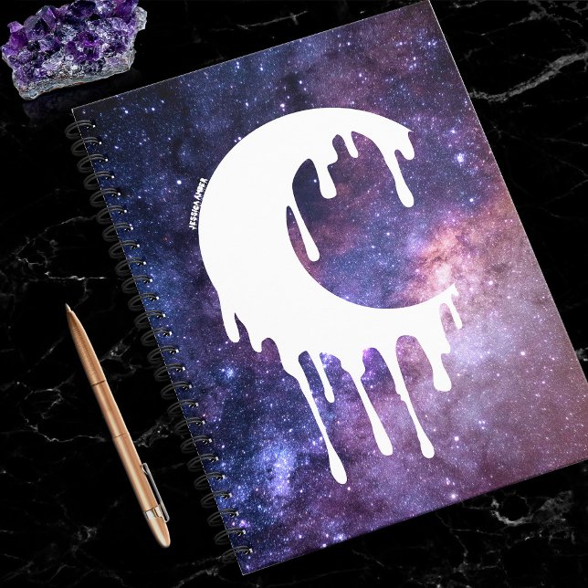 Gothic Purple Dripping Moon Silhouette Galaxy Notebook (In Situ)