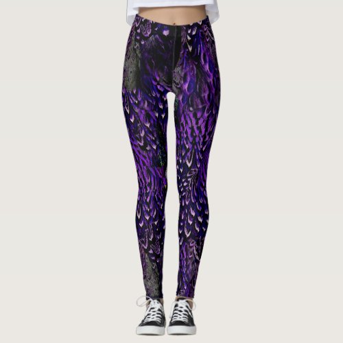 Gothic Purple Feather leggings