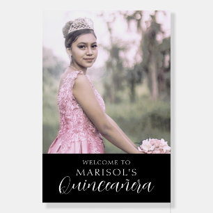 Gothic Purple Floral Quinceañera Welcome Sign