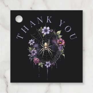 Gothic Purple Floral Spiderweb Thank You Favor Tags