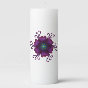 Gothic Purple Flower Dark Floral Botanical Pillar Candle