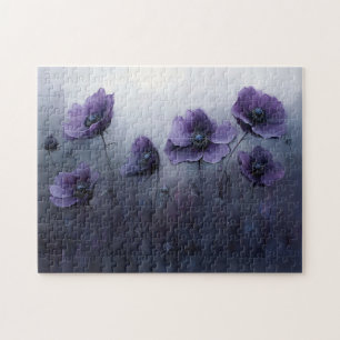 Gothic Purple Flowers Painting Jigsaw Puzzle