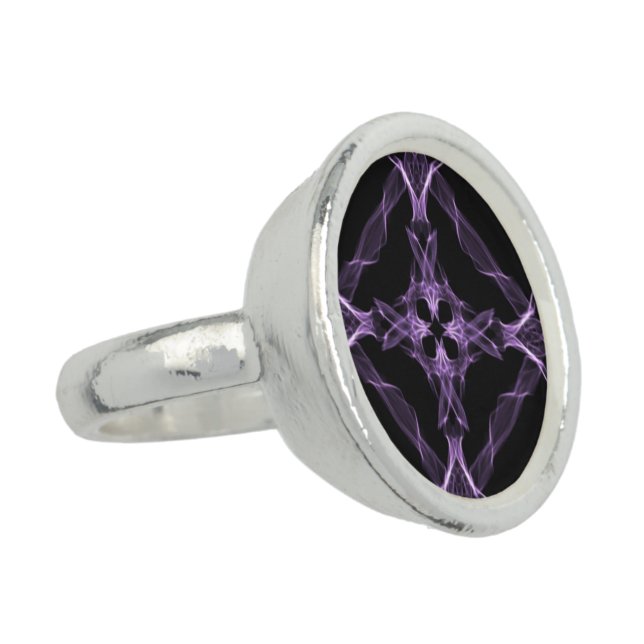 Gothic Purple Fractal Cross Ring (Side)