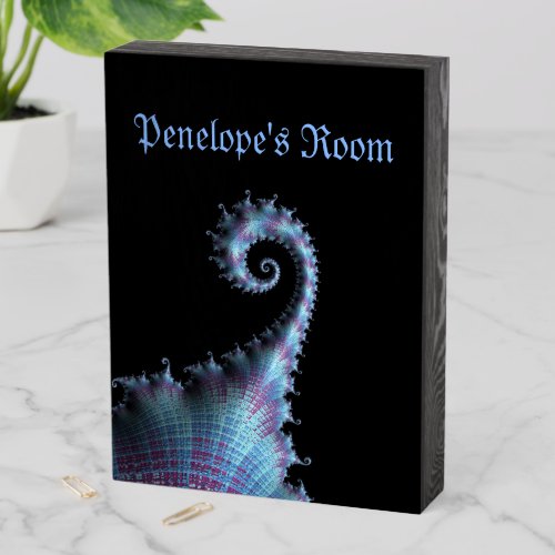 Gothic Purple Fractal Octopus Tentacle with Name Wooden Box Sign