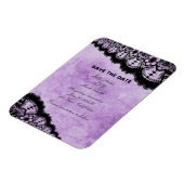 Gothic Purple Grunge Black Lace Save The Date Magnet (Left Side)
