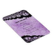 Gothic Purple Grunge Black Lace Save The Date Magnet (Right Side)