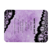 Gothic Purple Grunge Black Lace Save The Date Magnet (Horizontal)