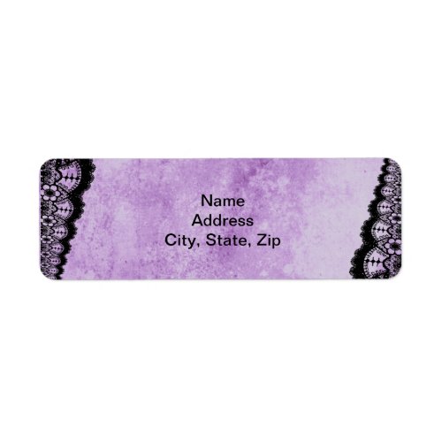 Gothic Purple Grunge Black Lace Wedding Address Label
