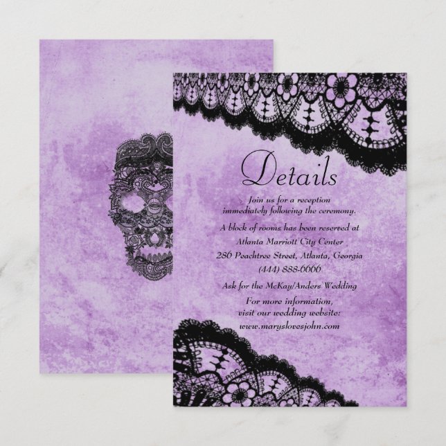 Gothic Purple Grunge Black Lace Wedding Details (Front/Back)