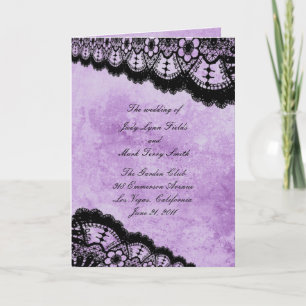 Gothic Purple Grunge Black Lace Wedding Program
