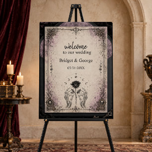 Gothic Purple Medieval Rose Skull Moon Wedding Foam Board