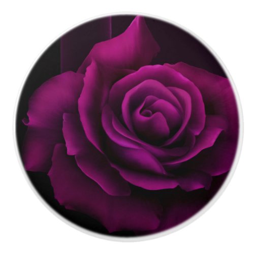 Gothic Purple Photo of a Rose Ceramic Knob
