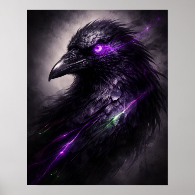 Gothic Purple Raven Wall Art (Front)