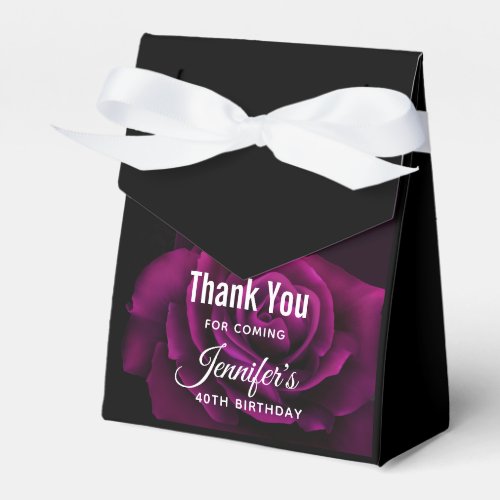 Gothic Purple_Red Rose Flower Birthday Thank You Favor Boxes