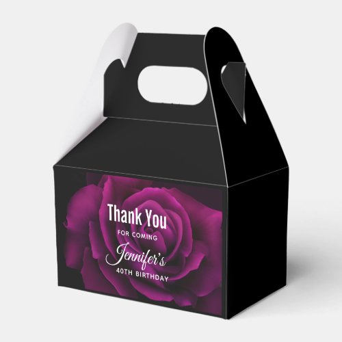 Gothic Purple_Red Rose Flower Birthday Thank You Favor Boxes