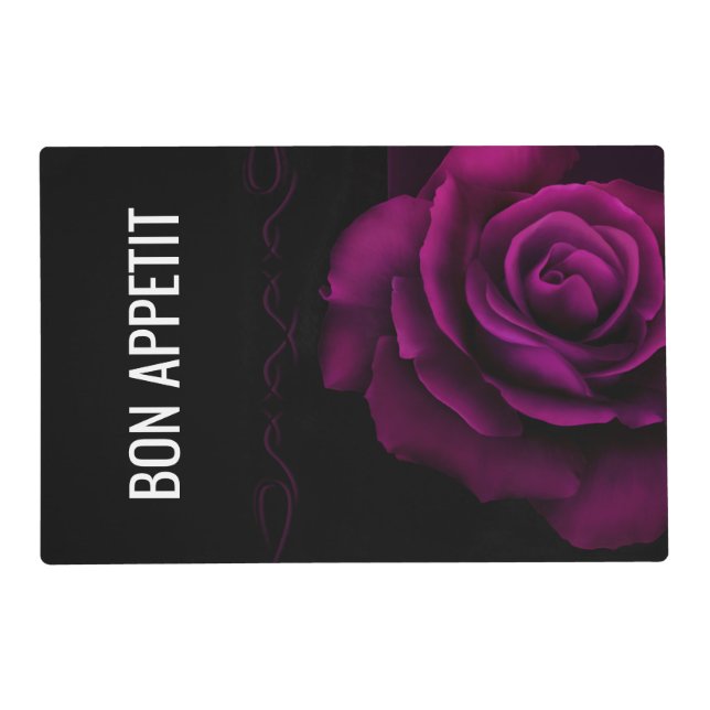Gothic Purple-Red Rose Flower Bon Appetit Placemat (Front)