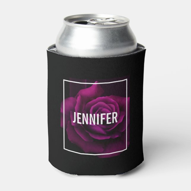 Gothic Purple-Red Rose Flower Can Cooler (Can Front)