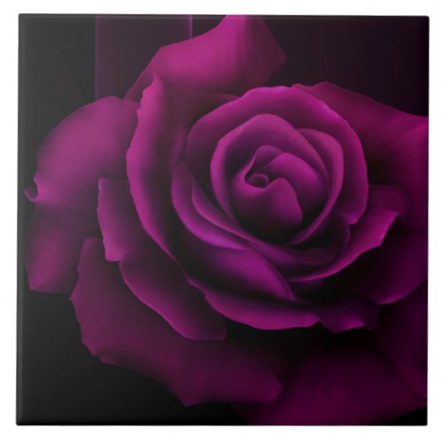 Gothic Purple_Red Rose Flower Ceramic Tile