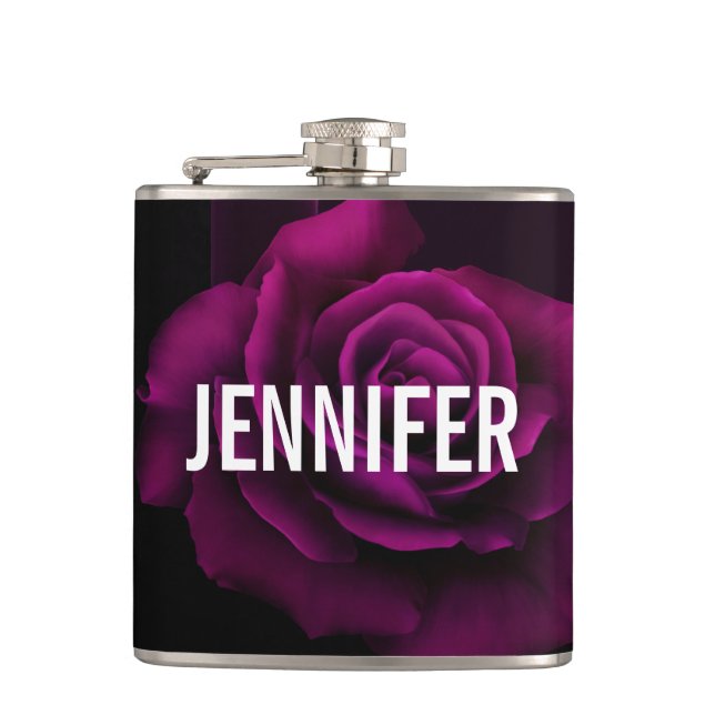 Gothic Purple-Red Rose Flower Flask (Front)