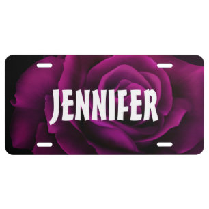 Gothic Purple-Red Rose Flower License Plate