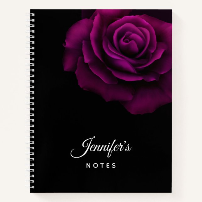 Gothic Purple-Red Rose Flower Notebook (Front)