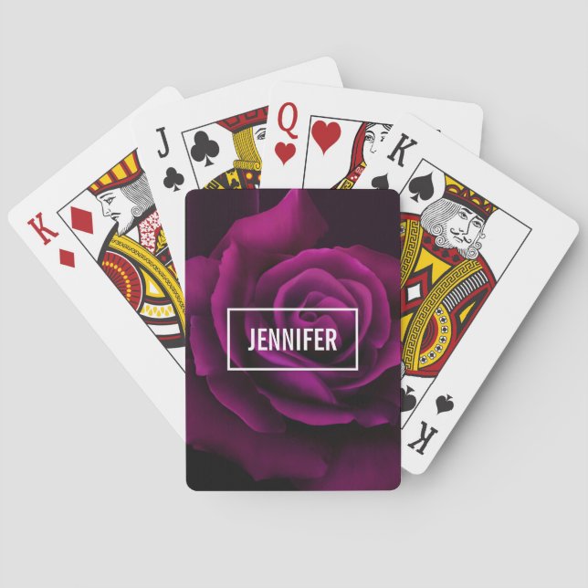 Gothic Purple-Red Rose Flower Poker Cards (Back)