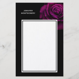 Gothic Purple-Red Rose Flower Stationery
