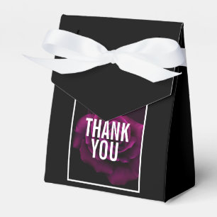 Gothic Purple-Red Rose Flower Thank You Favor Boxes