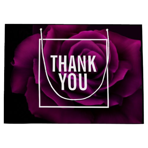 Gothic Purple_Red Rose Flower Thank You Large Gift Bag