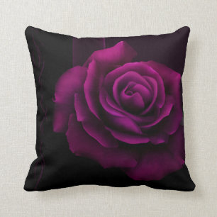 Gothic Purple Red Rose Flower Throw Pillow