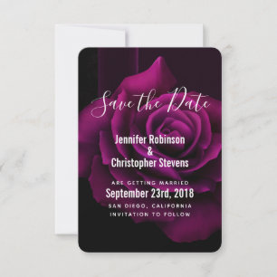 Gothic Purple-Red Rose Flower Wedding Save The Date