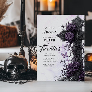 Gothic Purple Rose   Death To Your Twenties Invitation
